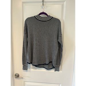Madewell Women's Long Sleeves Striped Mock Neck Sweater Black/White Size S
